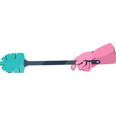 Hand Holding A Toilet Brush For Cleaning With Pink Glove In A Bright Clean Environment