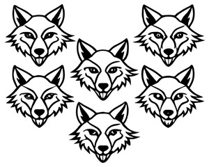 Fototapeta premium vector illustration of black and white seamless pattern of wolfs