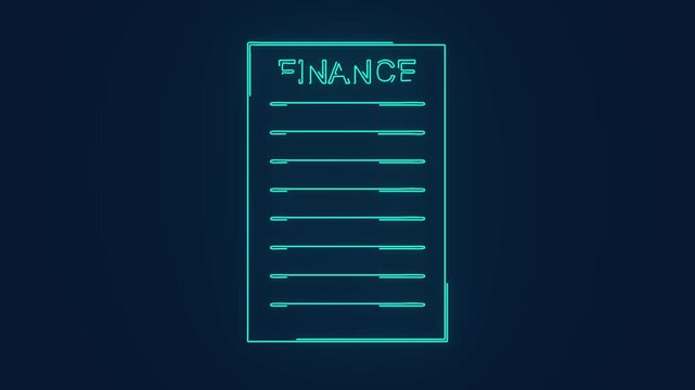 finance report document outline glowing paperwork neon animation
