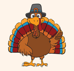 Thanksgiving Turkey Illustration with Festive Colors