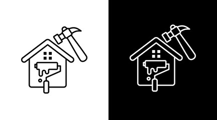 Home Improvement White Icon Set Design