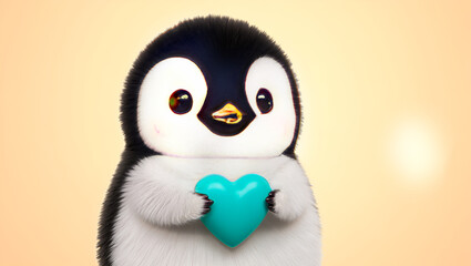 cute animal dolls holding a heart, Generative AI