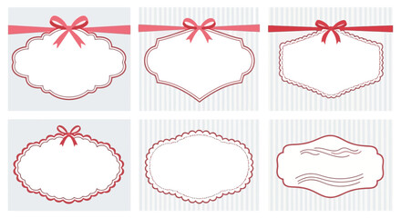 Elegant Decorative Label Set with Bows for Scrapbooking and Design