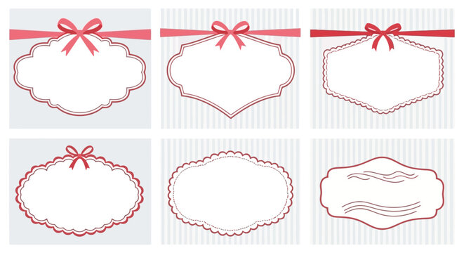 Elegant Decorative Label Set with Bows for Scrapbooking and Design