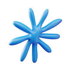 3D vector illustration of a glossy abstract blue flower bud-like shape with soft rounded petals. Minimalistic modern element isolated on white background