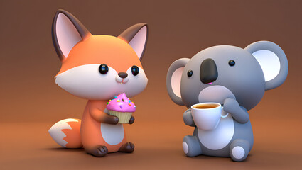 two animals sharing their food : "Sharing is Caring" , Generative AI