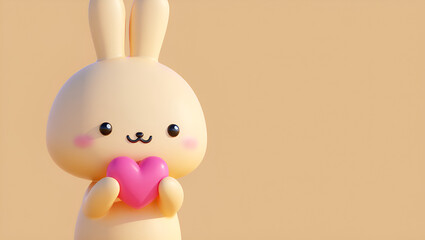 cute animal dolls holding a heart, Generative AI