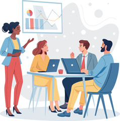Diverse Board Members in a Meeting A Vector Illustration Representing Inclusion Equality and Multiculturalism in Corporate Leadership and Decision Making within a Boardroom Setting