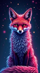 Obraz premium Red fox sitting on a rock animal background