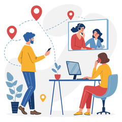 Dog Illustration Representing Remote Work Leadership with a Modern Design Style