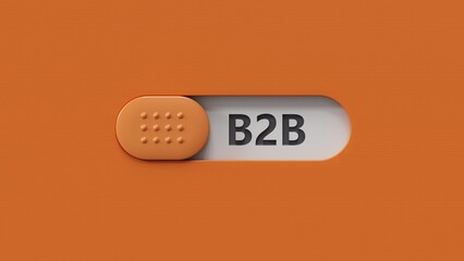 3D illustration of "B2B" in English, using a bold font. It conveys business and business interaction.slide switch spelling.3D rendering.