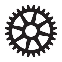Obraz premium Detailed illustration of a black gear, highlighting its spokes and teeth, ideal for projects related to mechanics and engineering
