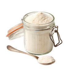 Vanilla Powder and Milk in Container with Spoon for Culinary Creations