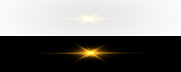 bright golden flare with radiant starburst and glowing rays, PNG illustration