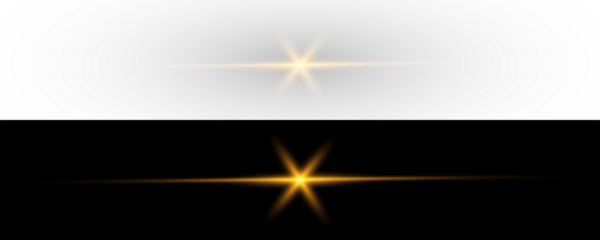 bright golden flare with radiant starburst and glowing rays,  PNG illustration
