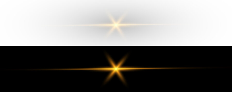 bright golden flare with radiant starburst and glowing rays, PNG illustration