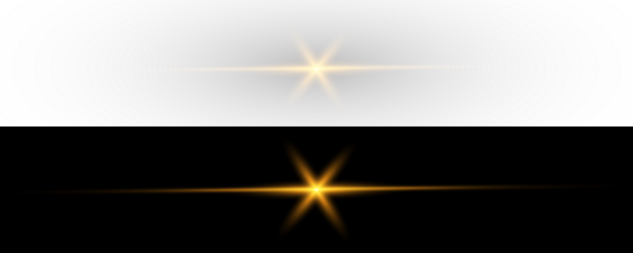 bright golden flare with radiant starburst and glowing rays,  PNG illustration