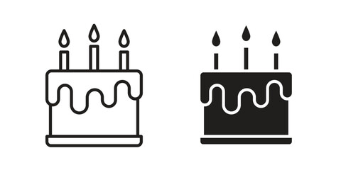Cake birthday icon for template. Icon vector graphic set