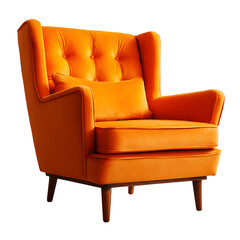 Sleek Modern Orange Armchair Isolated on Transparent Background for Interior Design Concepts