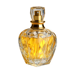 Luxurious Golden Perfume Bottle on White Background for Professional Displays