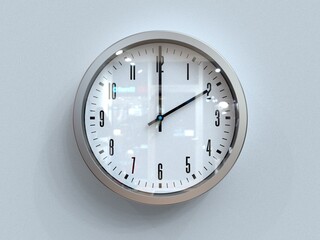 Silver Wall clock showing 2:00 pm