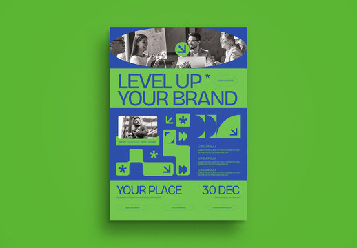 Blue Utilitarian Level Up Your Brand Business Flyer Set