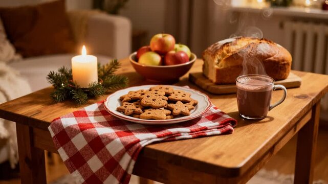 Warm Room Ambience With Treats Spread for St. Nicholas Eve Tradition