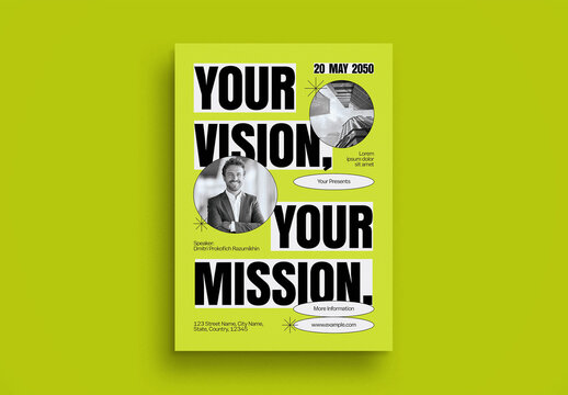 Green Bold Your Vision Your Mission Flyer Layout