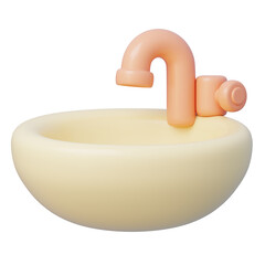 Hygienic bathroom pastel sink and faucet