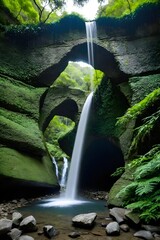 Cascading Waterfall in Lush Forest