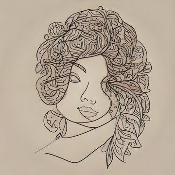 Elegant Line Art Portrait - A Fusion of Beauty and Intricate Design.
