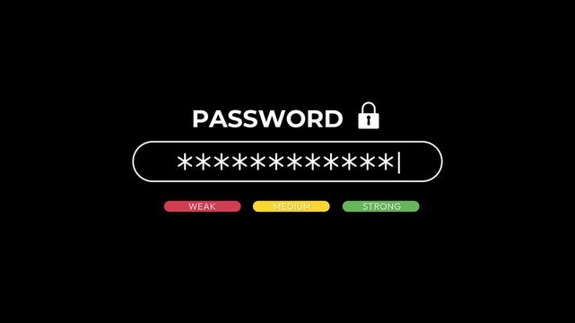 Password Typing Animation with Weak Medium Strong Security Strength Indicator UI