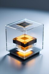 Transparent Cube with Levitating Processor
