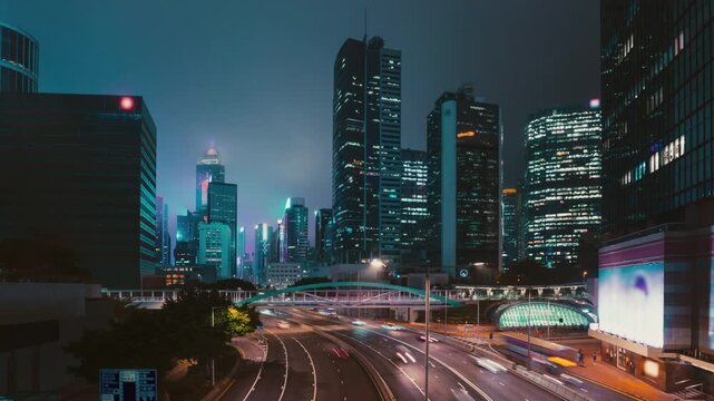 hyper lapse, traffic in Hong Kong at night