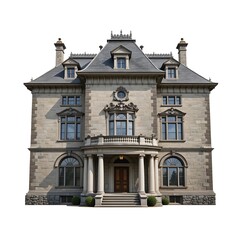 Historic American Mansion Exterior on White Background. biltmore house