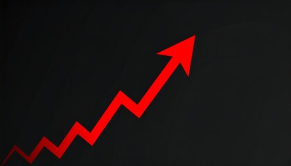 Red, jagged arrow pointing diagonally up and right against a dark gray, solid background