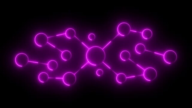 Neon network connection abstract background animation. data analysis tools, and collaborative interaction .Futuristic Network Structure with Glowing Lines . 4k motion graphic animation .