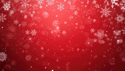 Festive red backdrop with snow drifting down