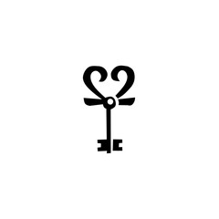 Elegant black skeleton key design with a heart-shaped bow and flourishes. A timeless symbol of love, mystery, secrets, or unlocking potential, perfect for delicate branding.