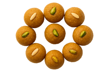 Festive Besan Laddu Dessert Arrangement Isolated on a Transparent Background
