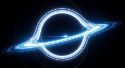 Vibrant celestial phenomenon of a black hole, depicted with an intense accretion disk bending spacetime, casting a luminous glow within the mysterious depths of the cosmos