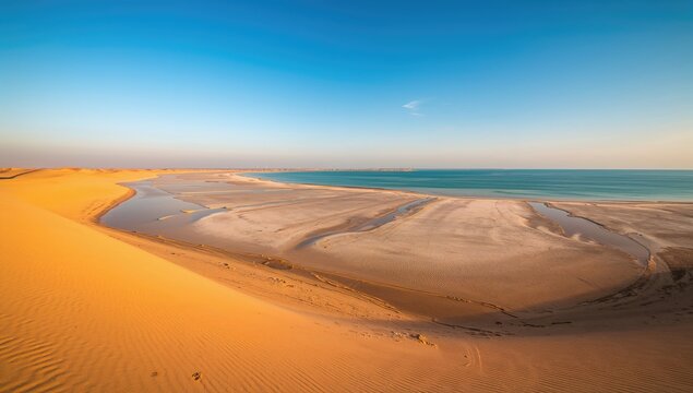 Khor Al Adaid, Inland Sea in a desert landscape, showcasing natural erosion risk