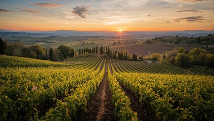 Fototapeta premium Aerial view of Valpolicella grapes during twilight, showcasing the benefits of a fiber-dense choice