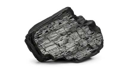 Charcoal Lump on White Background