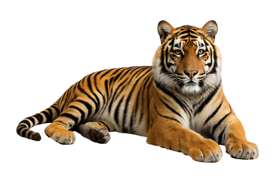 Regal Tiger Portrait Isolated on a Transparent Background