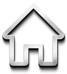 3D Silver Metallic Home Icon for Homepage in Neumorphic Style