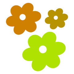 Minimalist Colorful Flower Arrangement with Six Petals and Round Centers Illustration