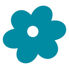 Minimalist Bold Teal Flower Blossom with Round Center Icon