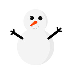 A smiling snowman with a carrot nose and stick arms, representing winter fun and Christmas happiness.