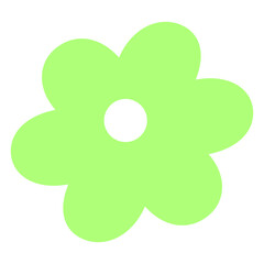 Simple Flat Green Flower with White Center Graphic Element